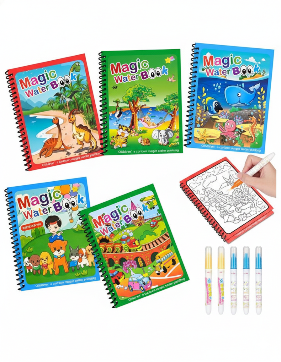 Reusable Water Coloring Book Set (Pack of 1)